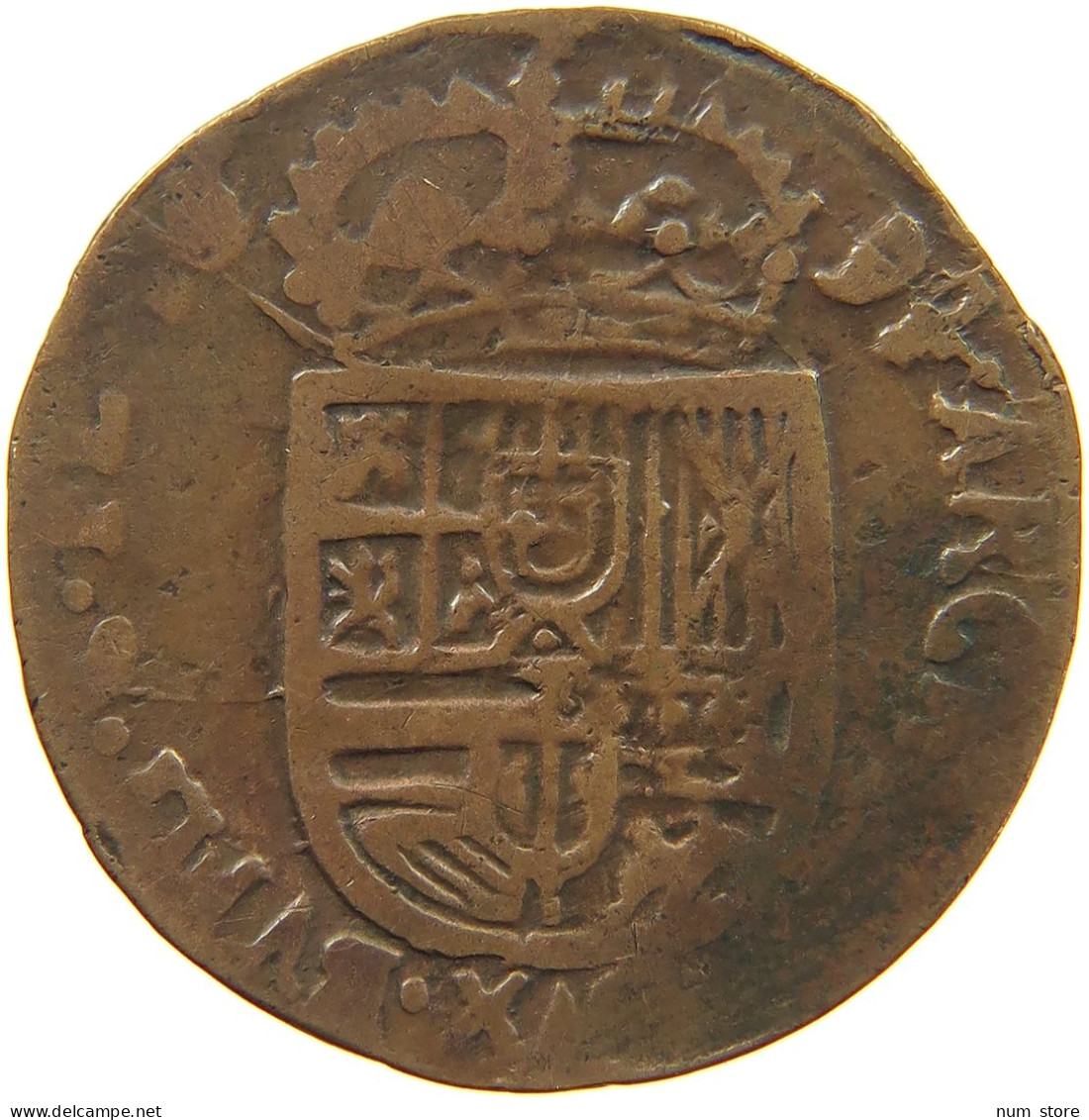 SPANISH NETHERLANDS LIARD 1694 CARLOS II (1665-1700) #c032 0649 - 1556-1713 Spanische Niederlande