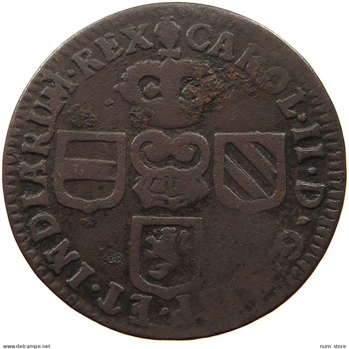 SPANISH NETHERLANDS LIARD 1692 CARLOS II (1665-1700) RARE #t065 0033 - 1556-1713 Spanische Niederlande
