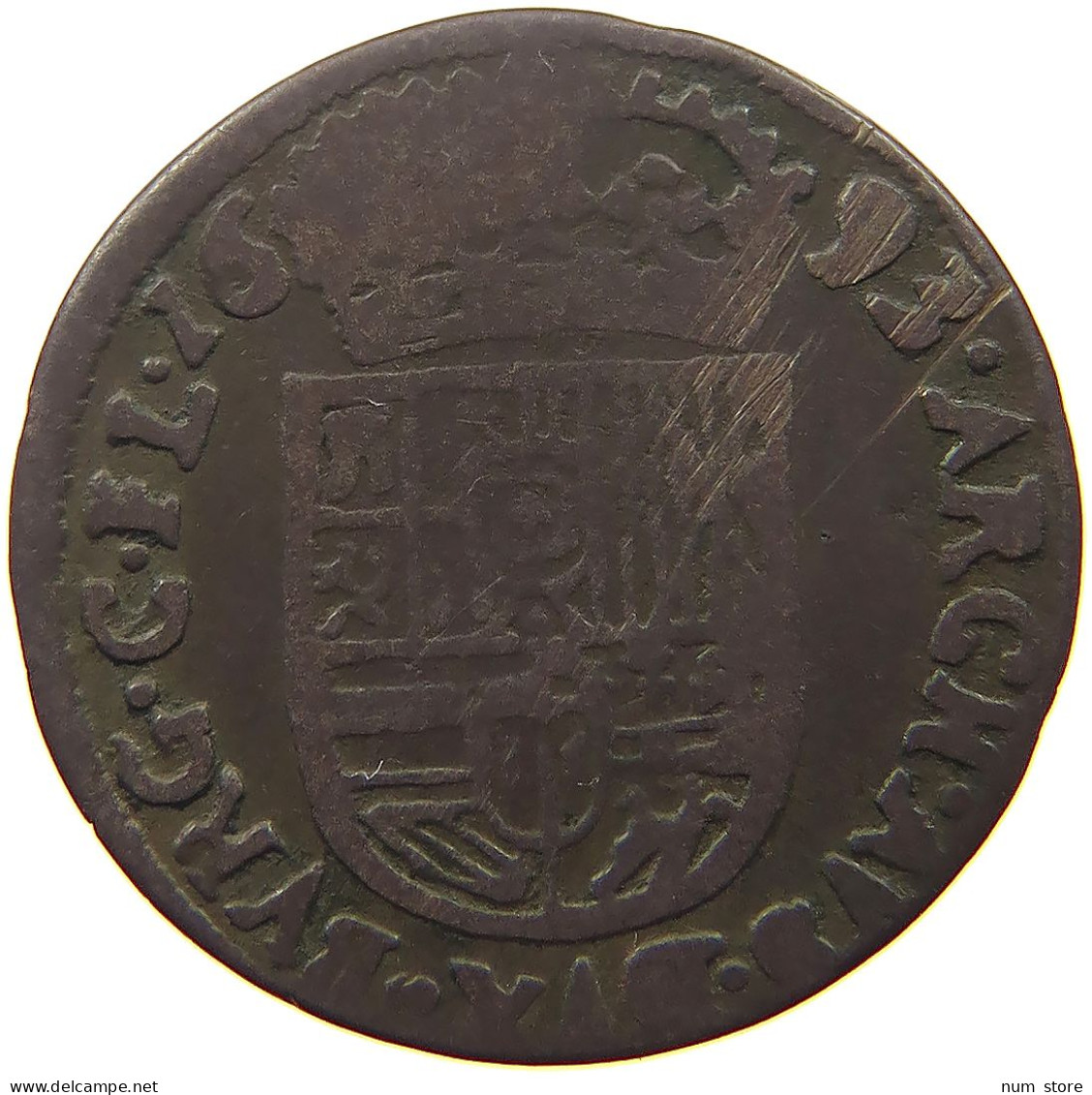 SPANISH NETHERLANDS LIARD 1693 CARLOS II (1665-1700) #s053 0339 - 1556-1713 Pays-Bas Espagols