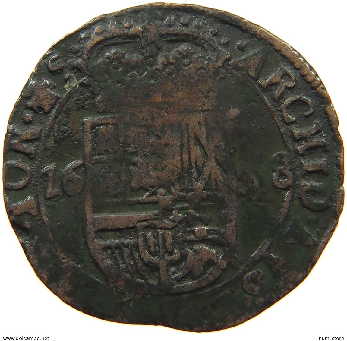 SPANISH NETHERLANDS LIARD 1658 FELIPE IV. 1621-1665 #t158 0665 - 1556-1713 Pays-Bas Espagols