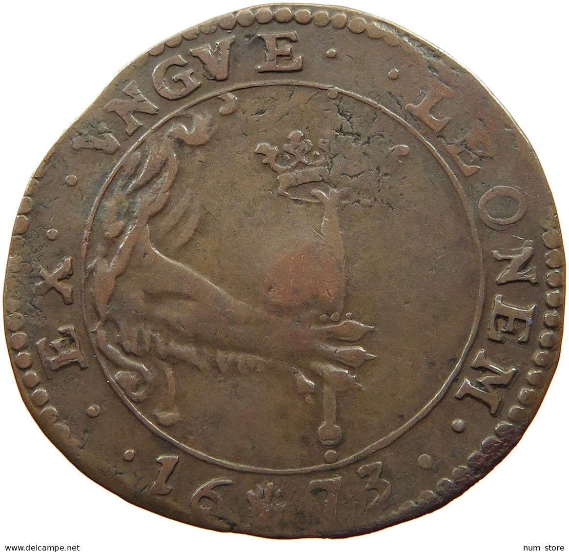 SPANISH NETHERLANDS JETON 1673 1673 ANTWERP WAR AGAINST FRANCE DOUBLE STRUCK #t065 0005 - 1556-1713 Spanish Netherlands