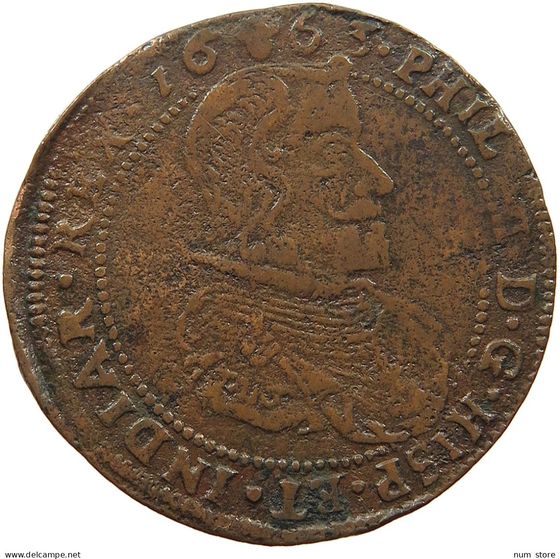 SPANISH NETHERLANDS JETON 1663 FELIPE IV. 1621-1665 Brussel #t109 0005 - 1556-1713 Pays-Bas Espagols