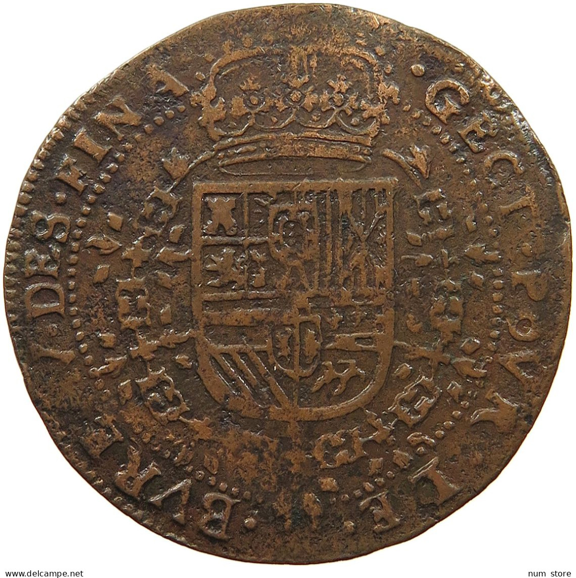 SPANISH NETHERLANDS JETON 1663 FELIPE IV. 1621-1665 Brussel #t109 0005 - 1556-1713 Paesi Bassi Spagnoli