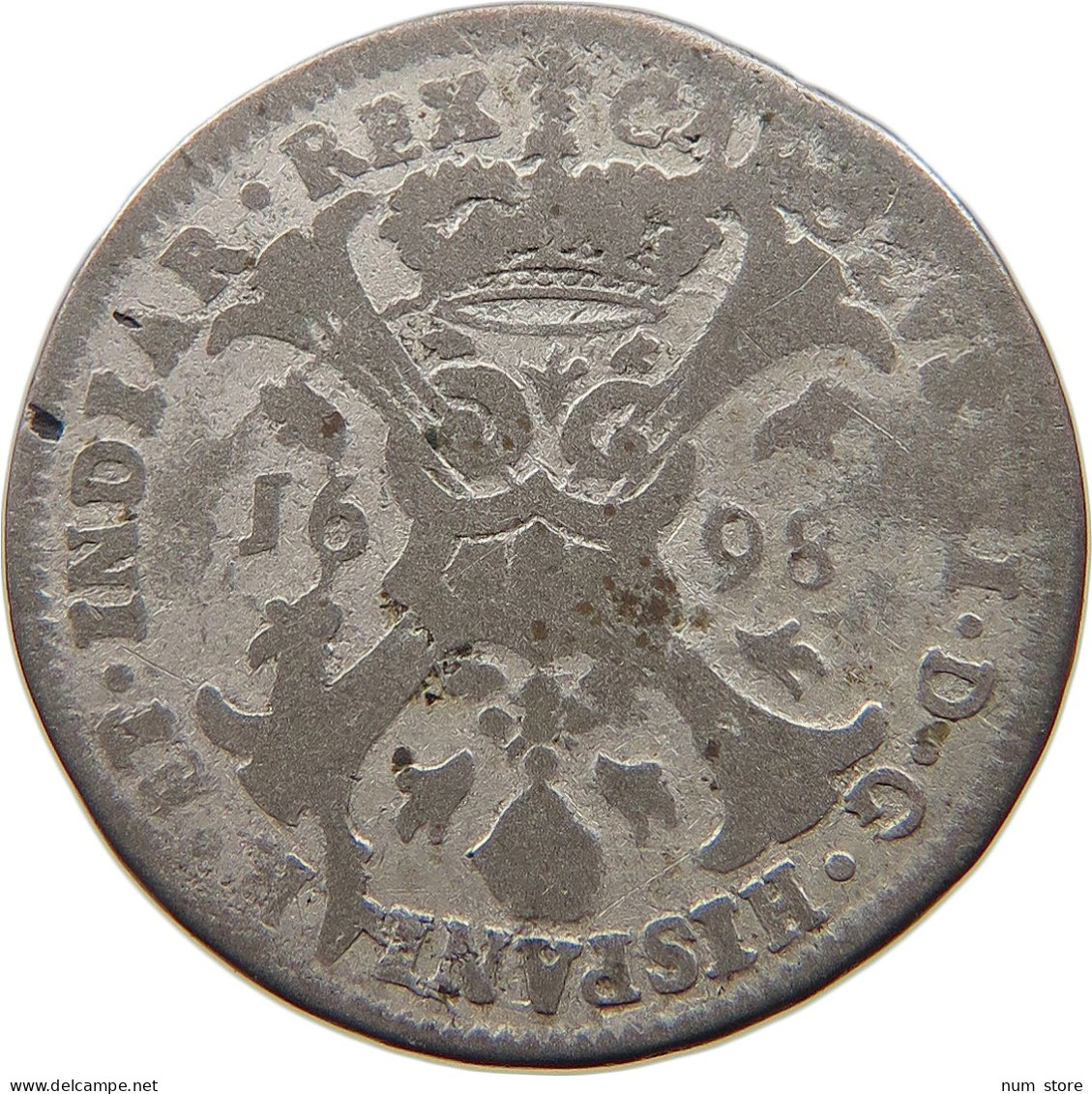 SPANISH NETHERLANDS 4 STUIVERS 1698 CARLOS II. 1665-1700 #t089 0049 - 1556-1713 Pays-Bas Espagols