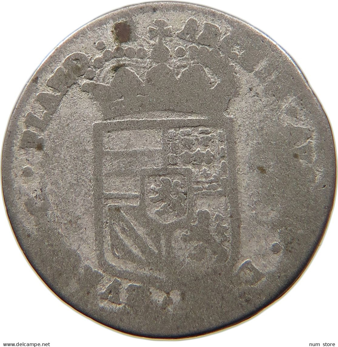 SPANISH NETHERLANDS 4 STUIVERS 1698 CARLOS II. 1665-1700 #t089 0049 - 1556-1713 Spanische Niederlande
