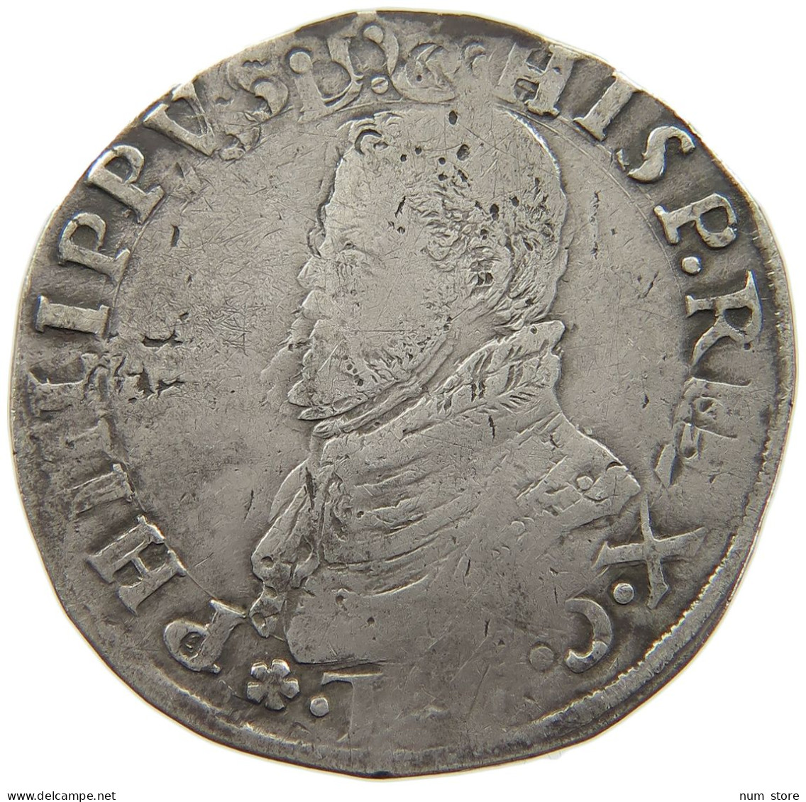 SPANISH NETHERLANDS 1/5 PHILIPSDAALDER  FELIPE II. 1556-1598 DOUBLE STRUCK #t155 0267 - Spaanse Nederlanden