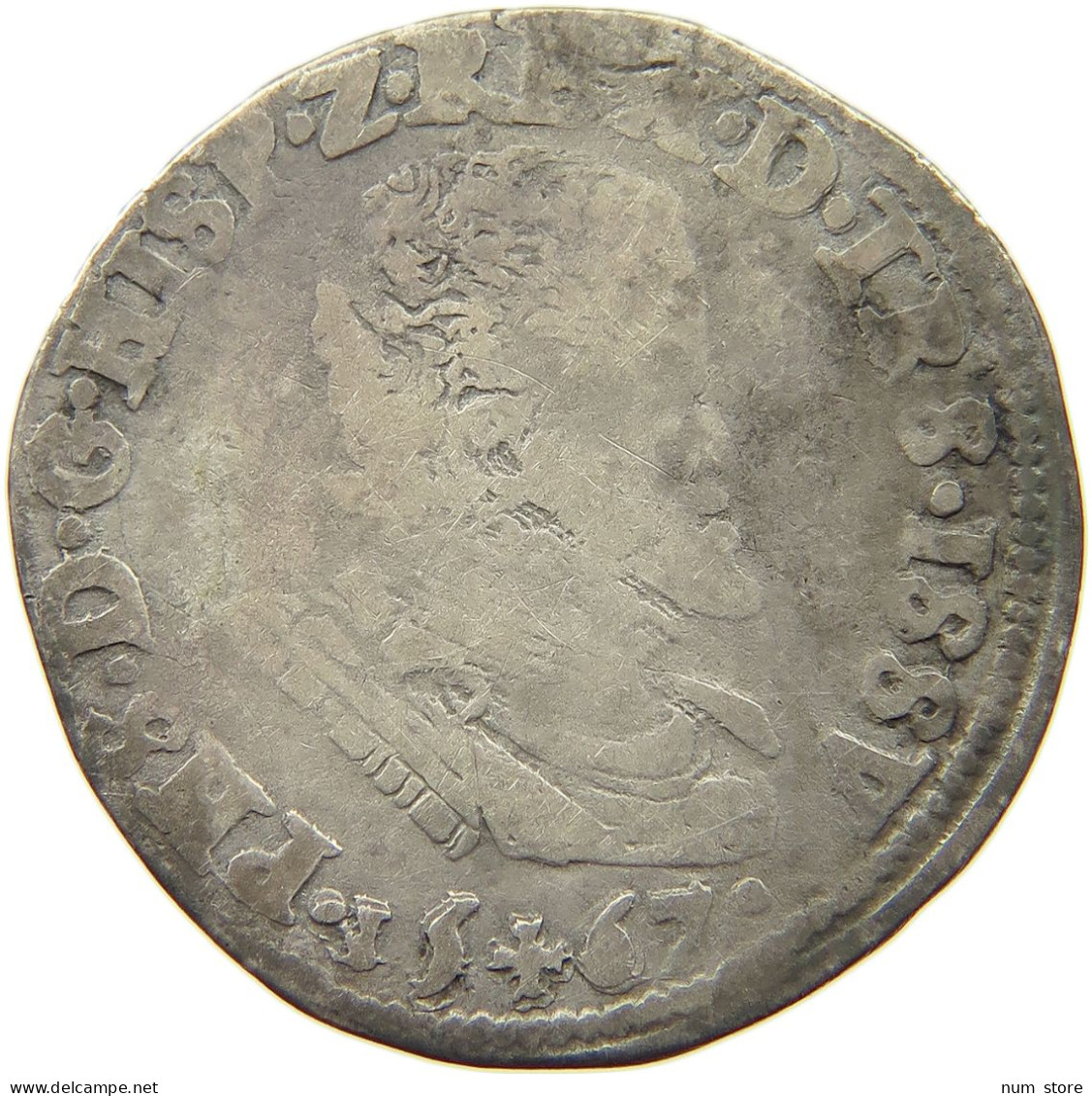 SPANISH NETHERLANDS 1/5 PHILIPSDAALDER 1567 FELIPE II. 1556-1598 #s053 0249 - 1556-1713 Pays-Bas Espagols