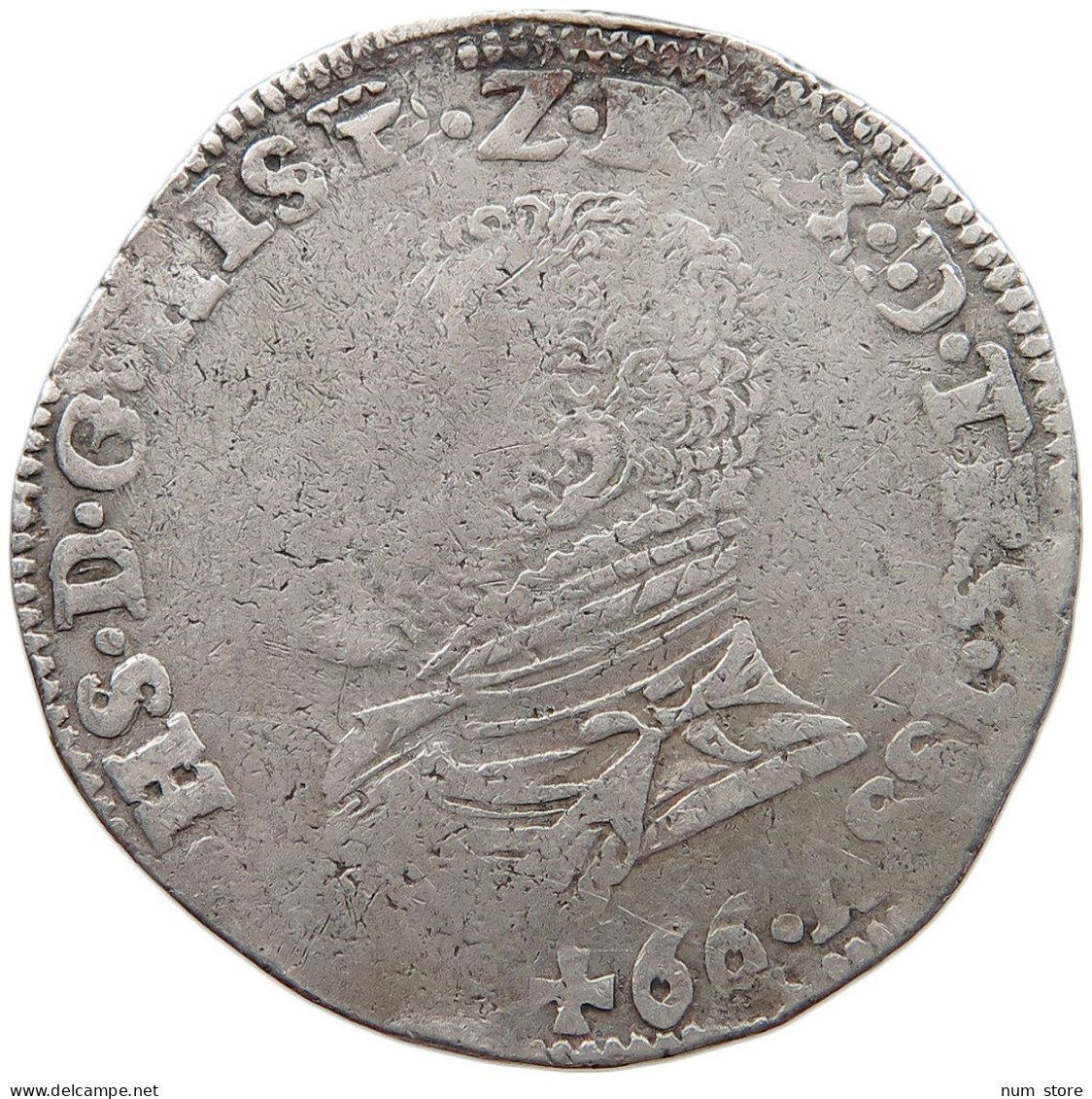 SPANISH NETHERLANDS 1/2 PHILIPSDAALDER 1566 FELIPE II. 1556-1598 #t118 0019 - Pays Bas Espagnols