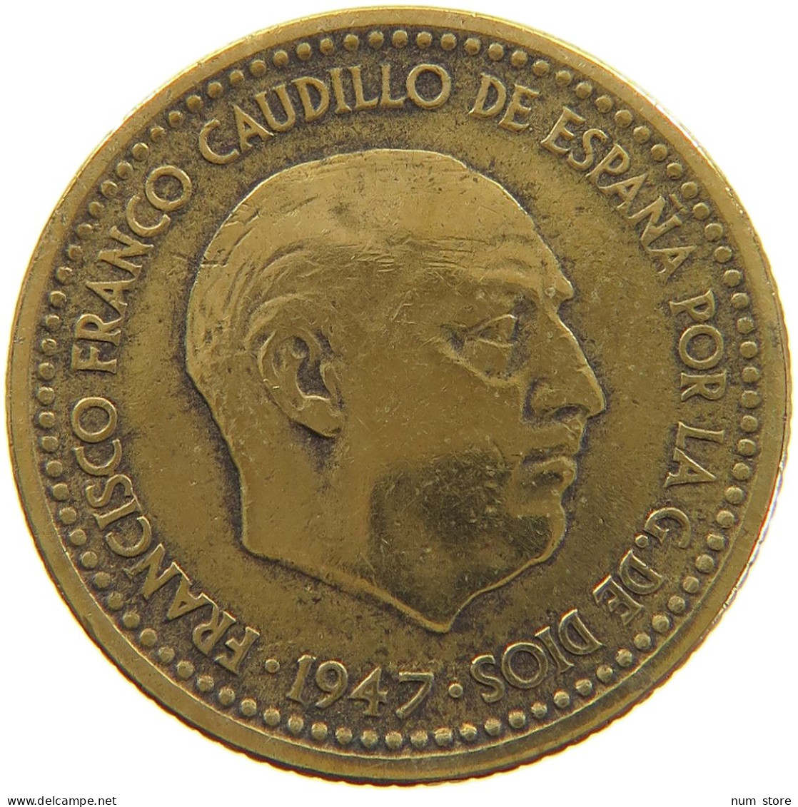 SPAIN PESETA 1947 50 Francisco Franco 1939-1975 RARE #a064 0709 - 1 Peseta