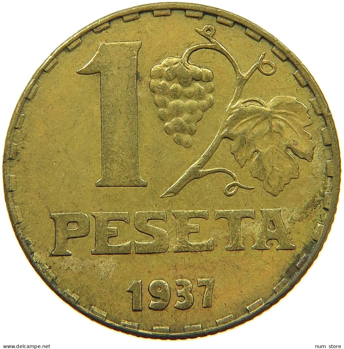 SPAIN PESETA 1937  #t113 0017 - 1 Peseta