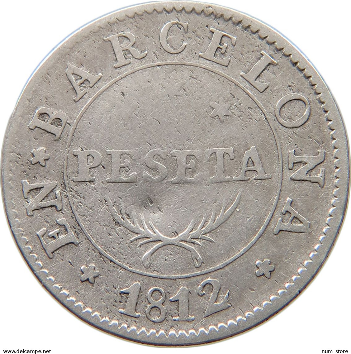 SPAIN PESETA 1812 BARCELONA #t120 0293 - Münzen Der Provinzen