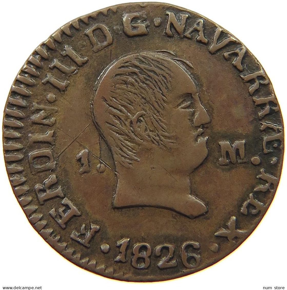 SPAIN NAVARRA MARAVEDI 1826 Ferdinand VII (1808-1833) PAMPLONA #t124 0147 - Provinciale Munten