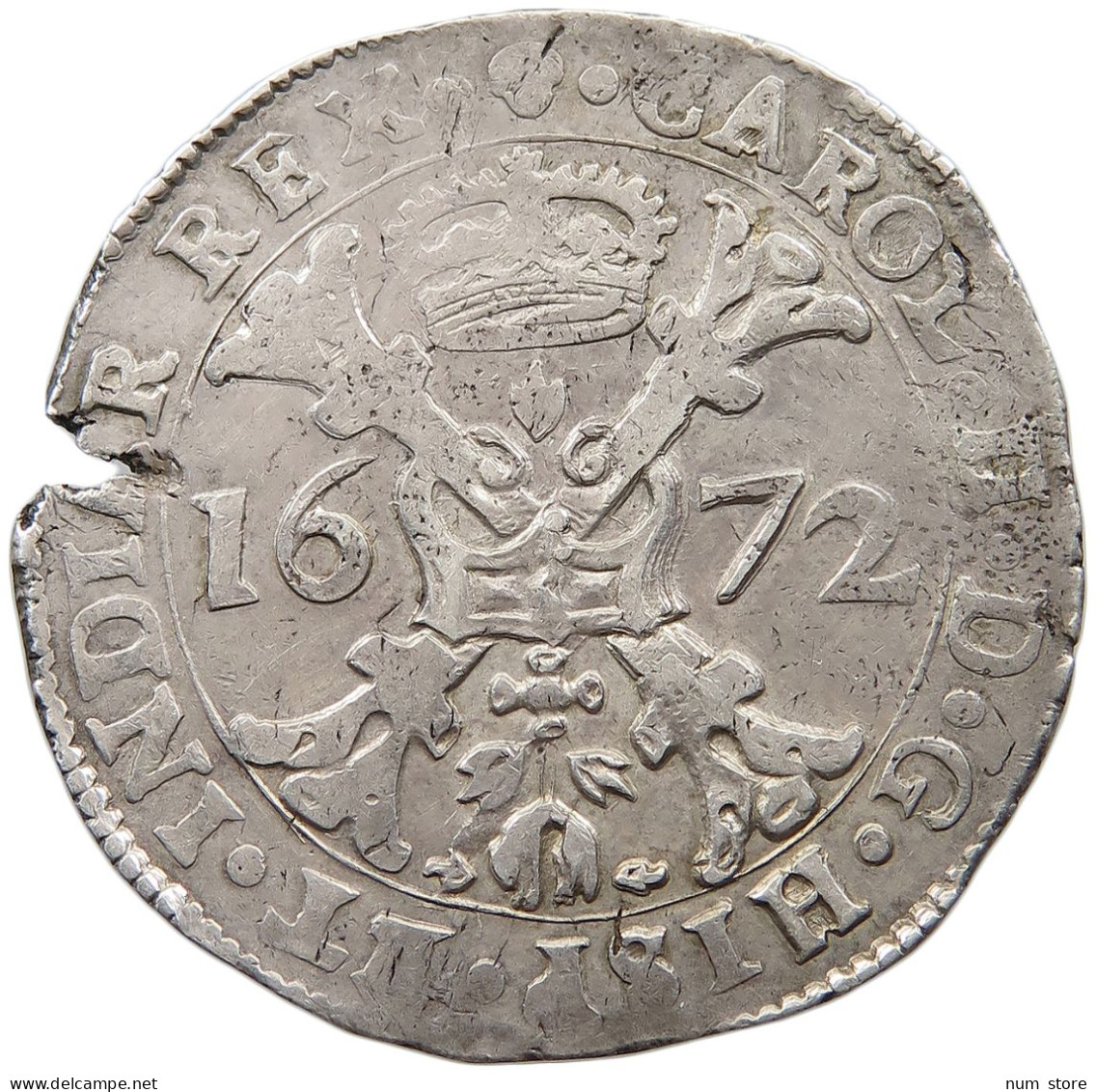 SPANISH NETHERLANDS PATAGON 1672 CARLOS II (1665-1700) #t093 0193 - 1556-1713 Spaanse Nederlanden