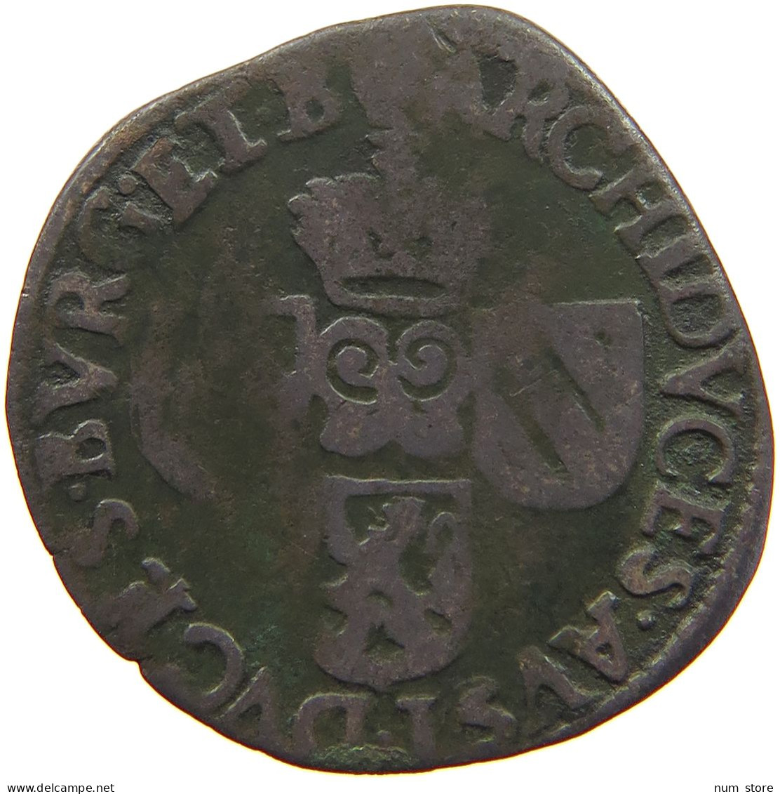 SPANISH NETHERLANDS OORD 1608 Albert & Isabella (1598-1621) MINTING ERROR REVERSE #t137 0251 - 1556-1713 Spanische Niederlande