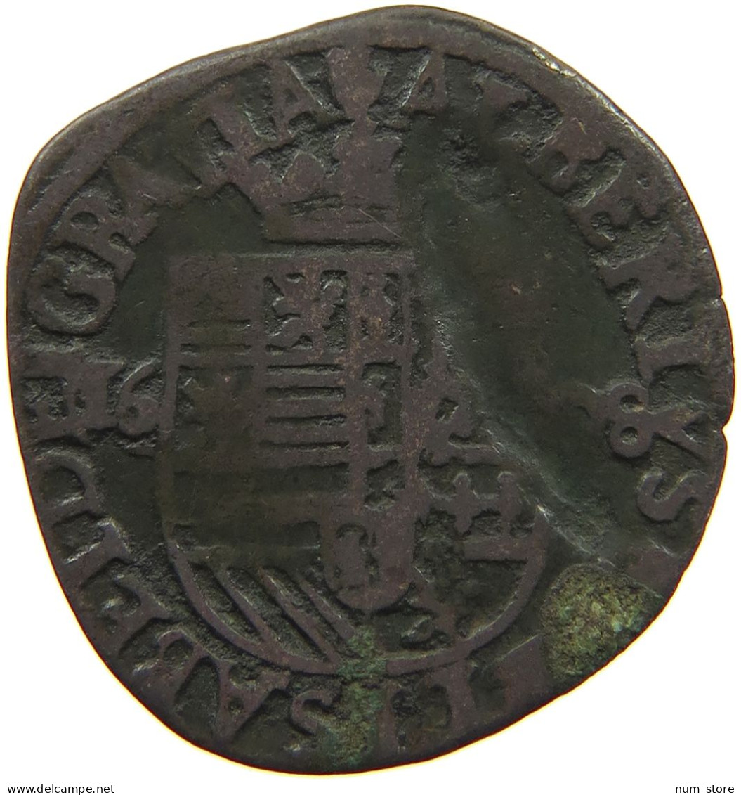 SPANISH NETHERLANDS OORD 1608 Albert & Isabella (1598-1621) MINTING ERROR REVERSE #t137 0251 - 1556-1713 Spanische Niederlande