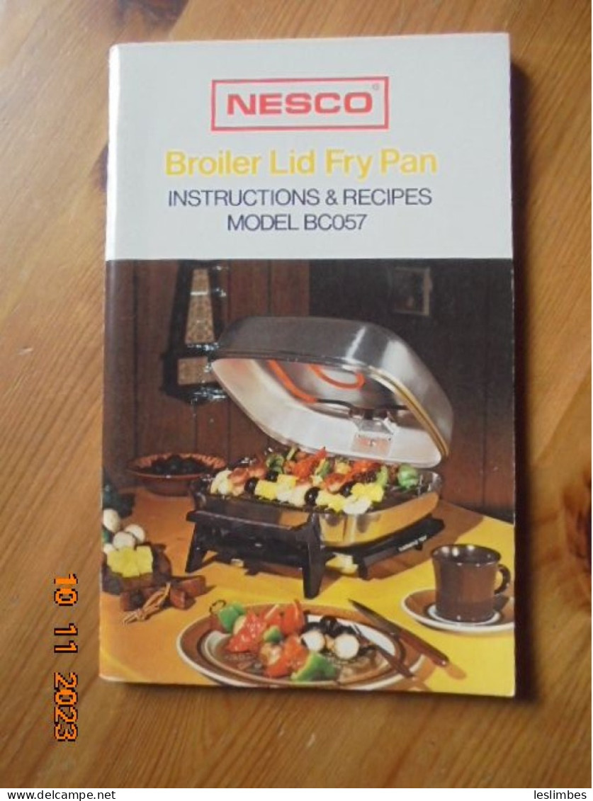 Nesco Broiler Lid Fry Pan Instructions & Recipes Model BC057 - Hoover Company - Nordamerika