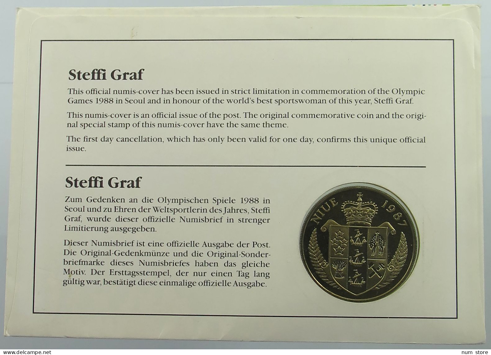 NIUE STATIONERY 5 DOLLARS 1987 STEFFI GRAF #ns02 0155 - Niue