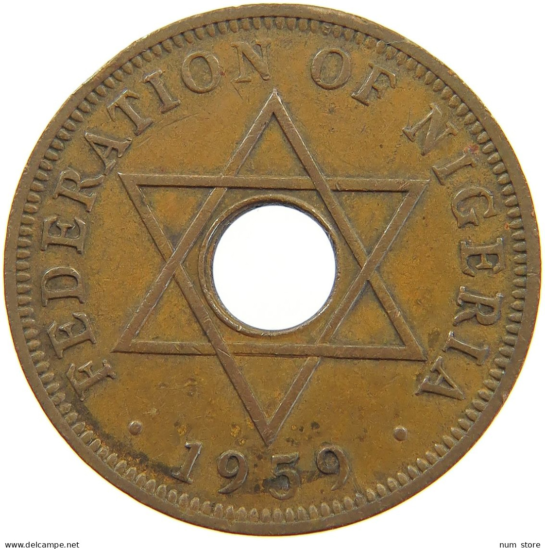 NIGERIA PENNY 1959 Elizabeth II. (1952-2022) #a084 0155 - Nigeria