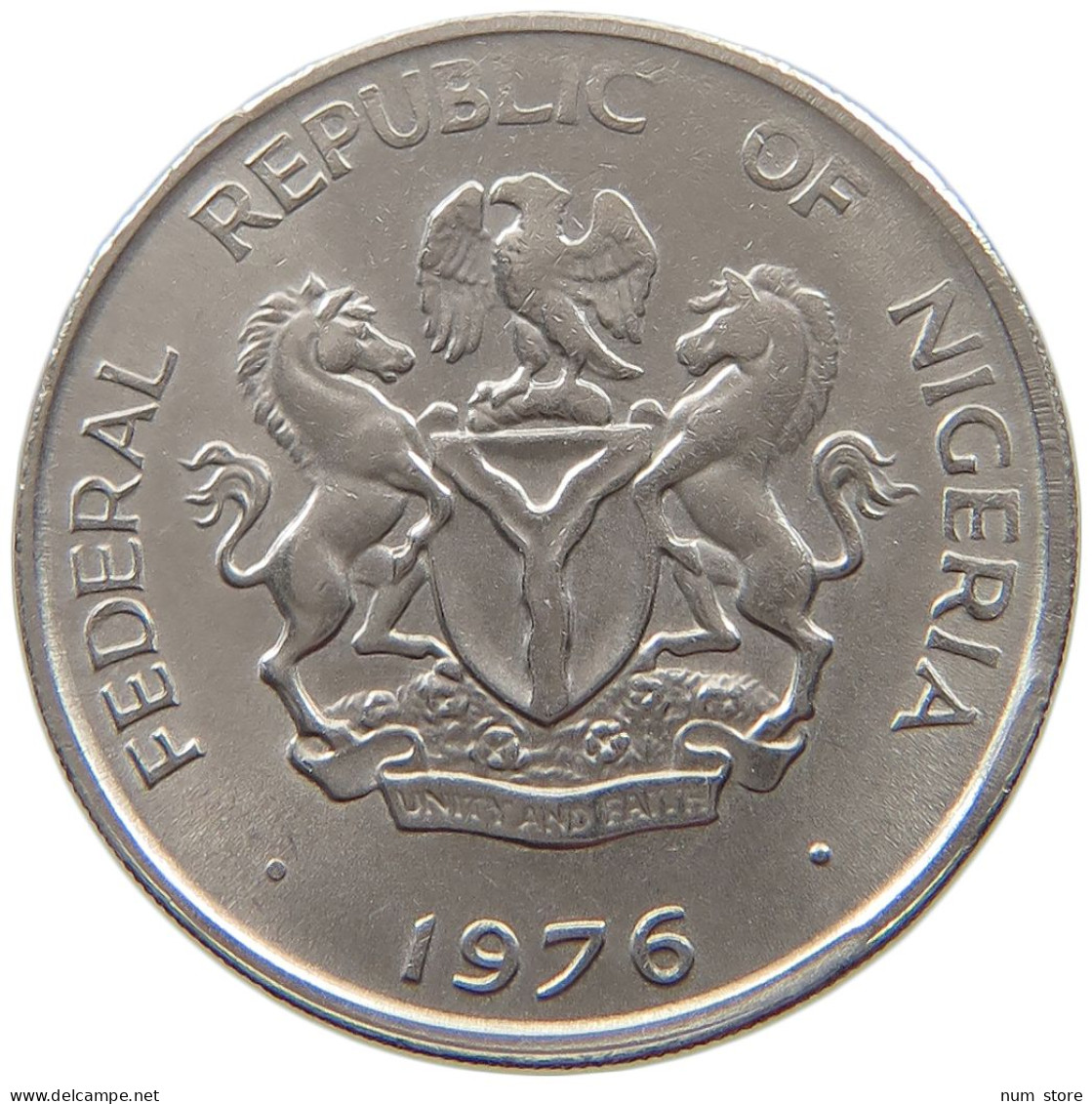 NIGERIA 10 KOBO 1976 OFF-CENTER #a016 0525 - Nigeria