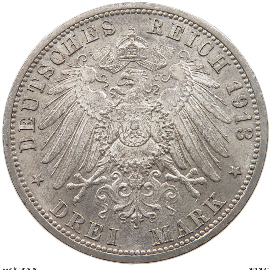 PREUSSEN 3 MARK 1913  #t067 0073 - 2, 3 & 5 Mark Silver