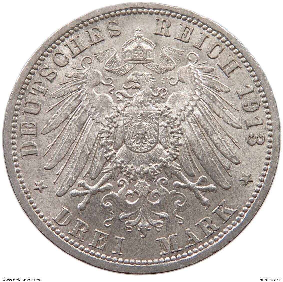 PREUSSEN 3 MARK 1913  #t067 0069 - 2, 3 & 5 Mark Plata