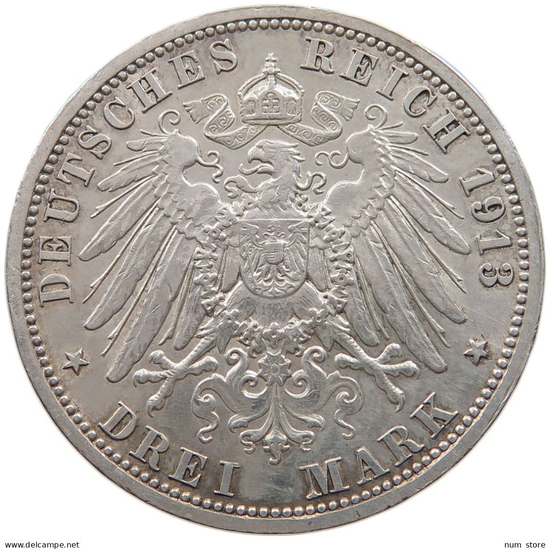 PREUSSEN 3 MARK 1913  #t067 0043 - 2, 3 & 5 Mark Argent