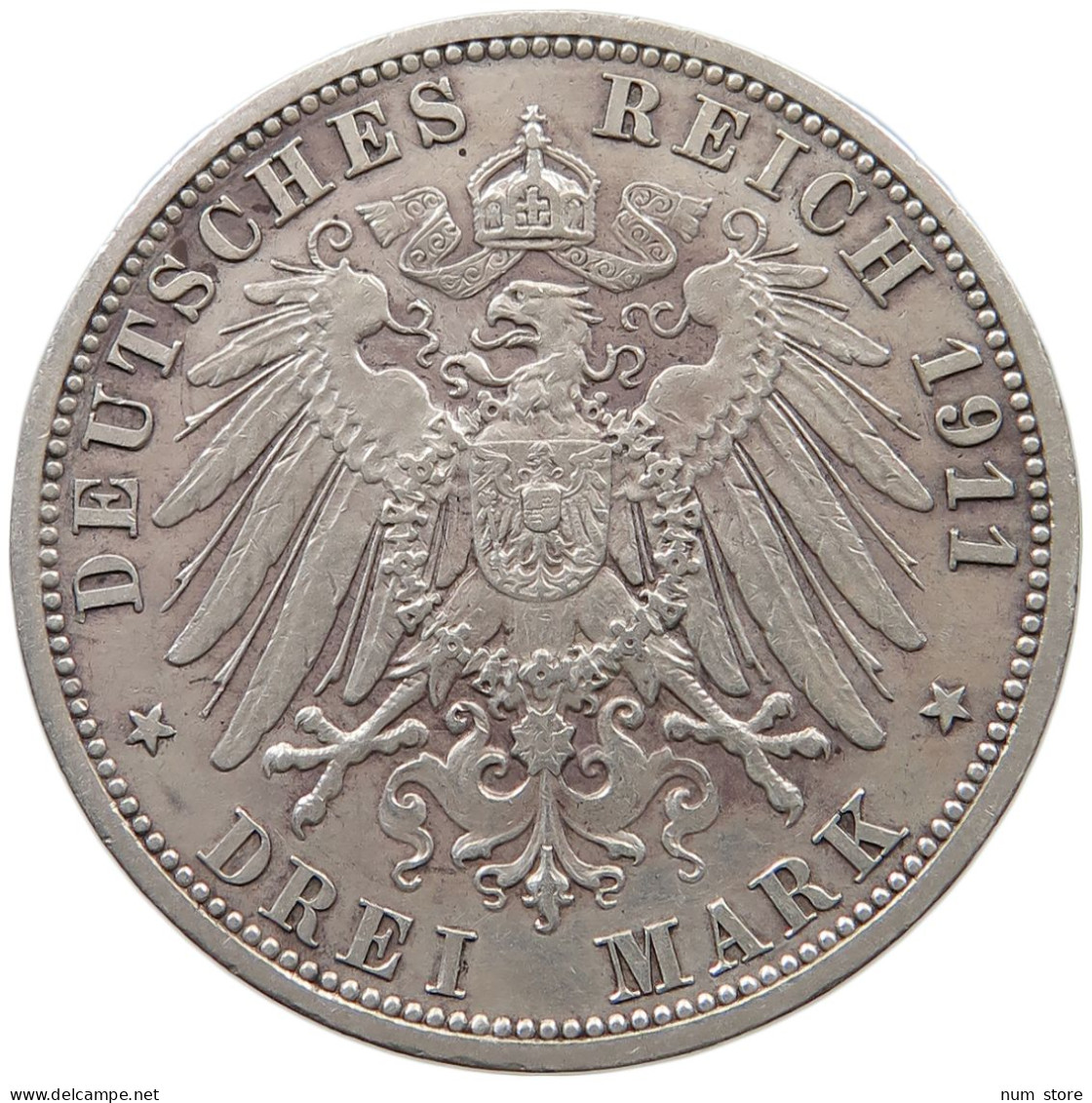 PREUSSEN 3 MARK 1911  #t140 0737 - 2, 3 & 5 Mark Silver