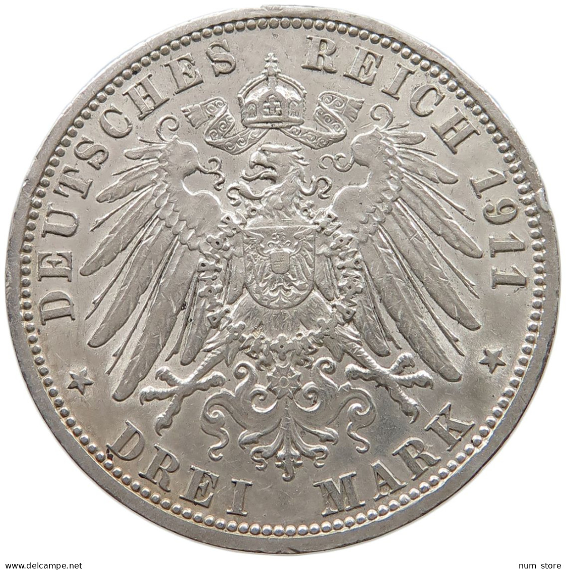 PREUSSEN 3 MARK 1911  #t140 0713 - 2, 3 & 5 Mark Plata