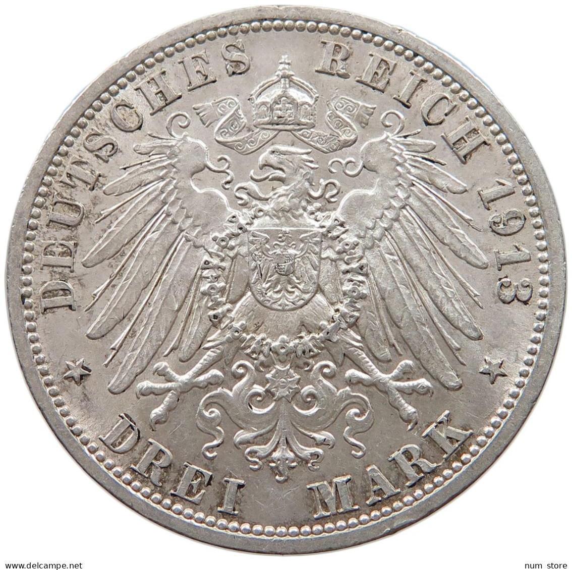 PREUSSEN 3 MARK 1913  #t067 0041 - 2, 3 & 5 Mark Argent