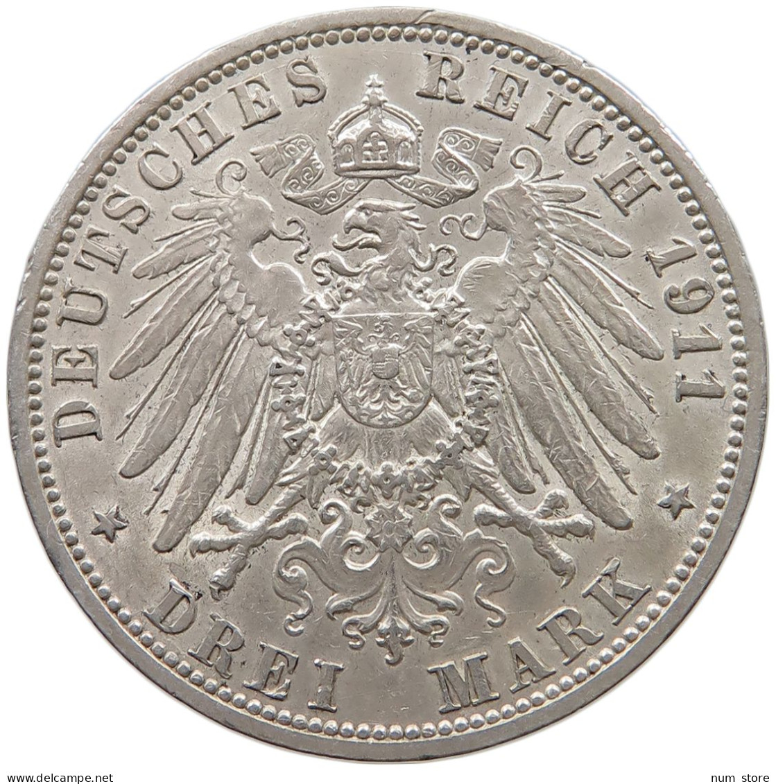 PREUSSEN 3 MARK 1911  #t140 0733 - 2, 3 & 5 Mark Argent