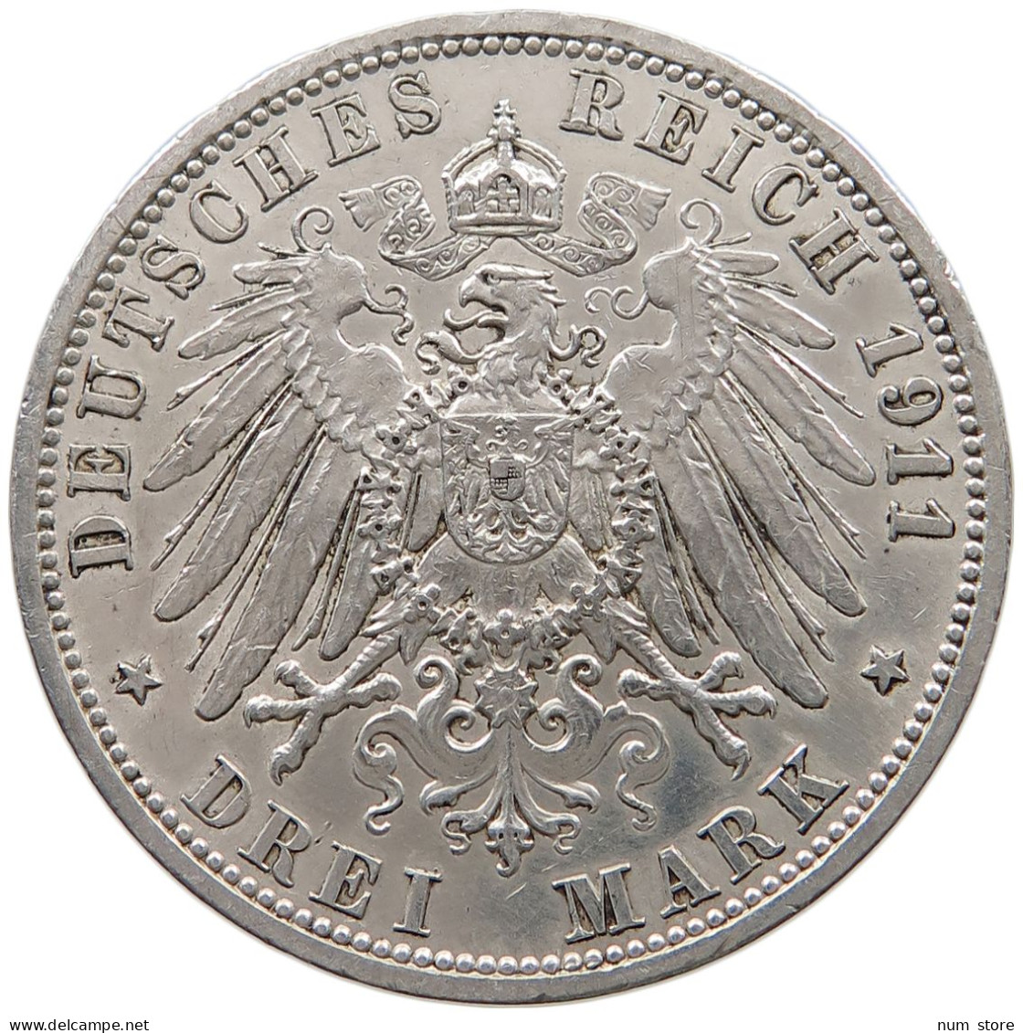 PREUSSEN 3 MARK 1911  #t140 0743 - 2, 3 & 5 Mark Plata