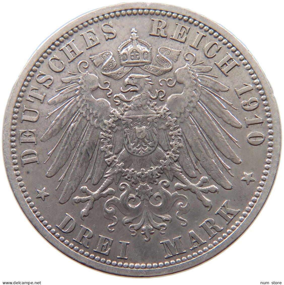 PREUSSEN 3 MARK 1910 Wilhelm II. (1888-1918) #c059 0069 - 2, 3 & 5 Mark Silver