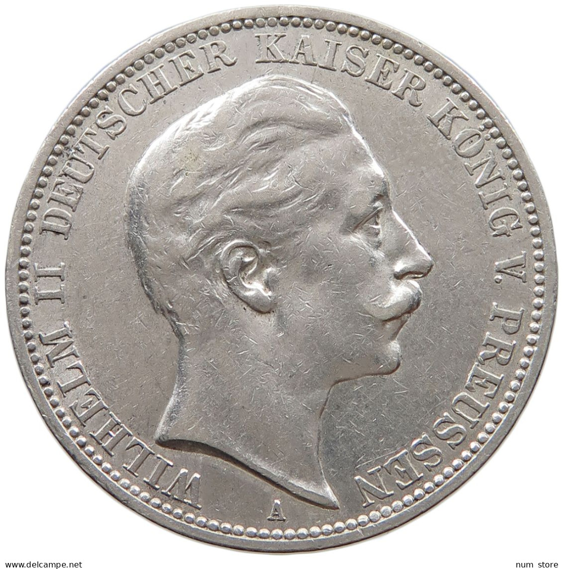 PREUSSEN 3 MARK 1910 Wilhelm II. (1888-1918) #c058 0235 - 2, 3 & 5 Mark Silver