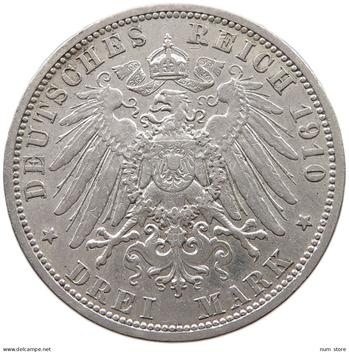 PREUSSEN 3 MARK 1910 Wilhelm II. (1888-1918) #c058 0235 - 2, 3 & 5 Mark Plata