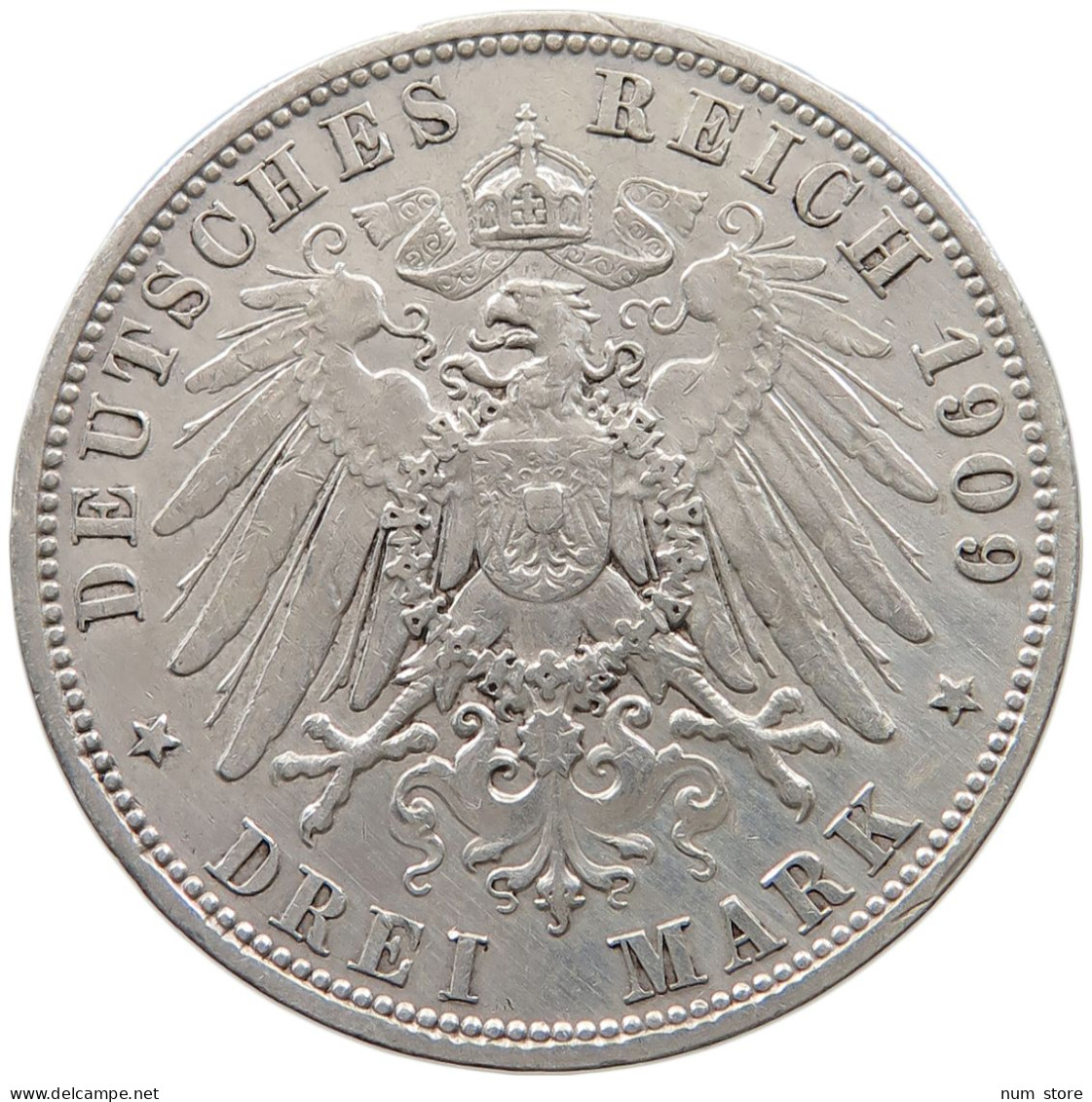 PREUSSEN 3 MARK 1909  #t140 0731 - 2, 3 & 5 Mark Argent