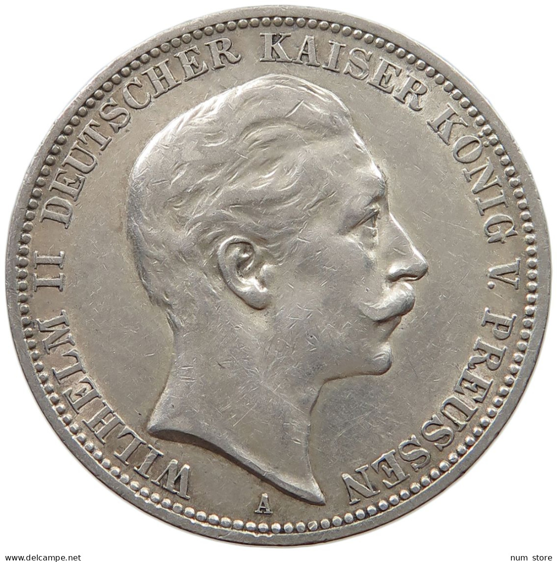 PREUSSEN 3 MARK 1909 Wilhelm II. (1888-1918) #c056 0113 - 2, 3 & 5 Mark Silver