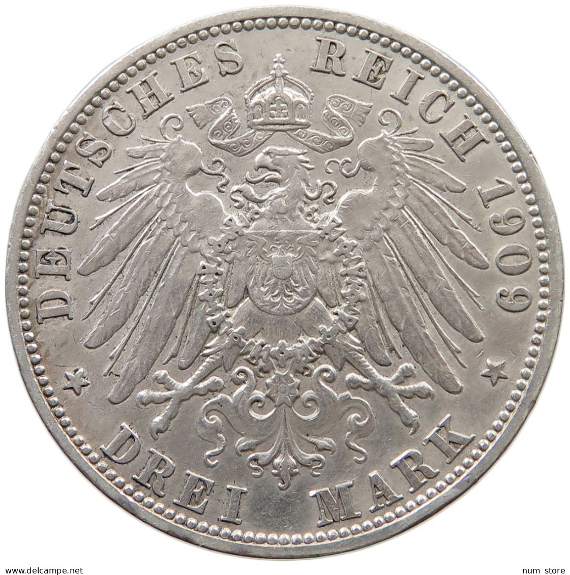 PREUSSEN 3 MARK 1909  #t140 0717 - 2, 3 & 5 Mark Plata