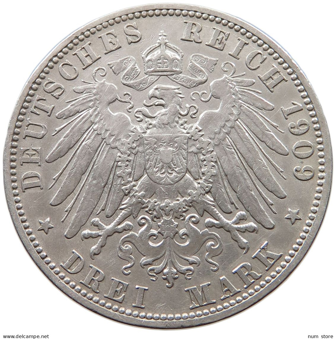 PREUSSEN 3 MARK 1909  #t091 0009 - 2, 3 & 5 Mark Silver