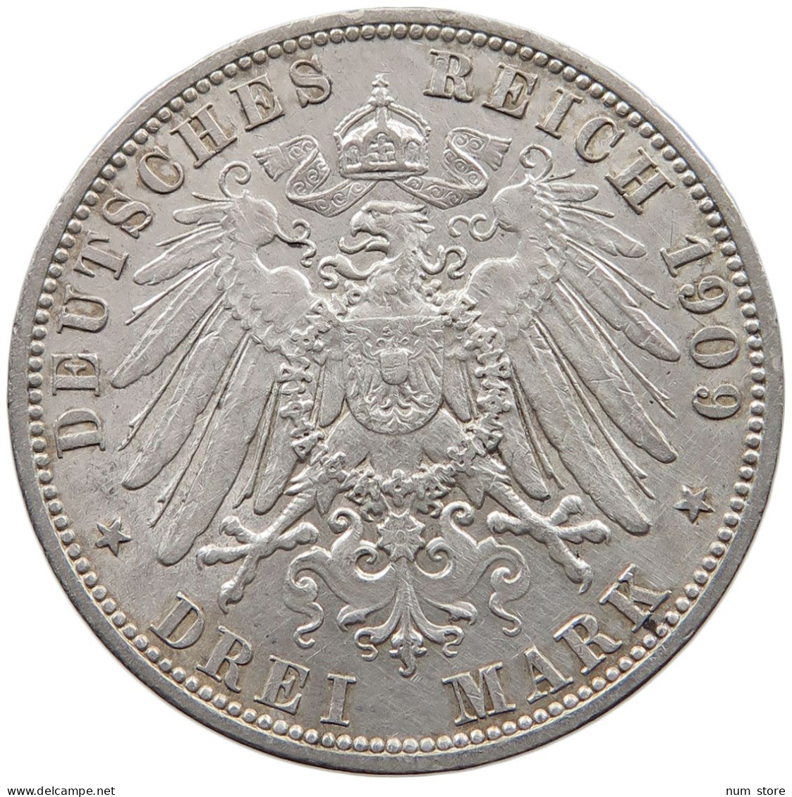 PREUSSEN 3 MARK 1909  #t007 0265 - 2, 3 & 5 Mark Plata