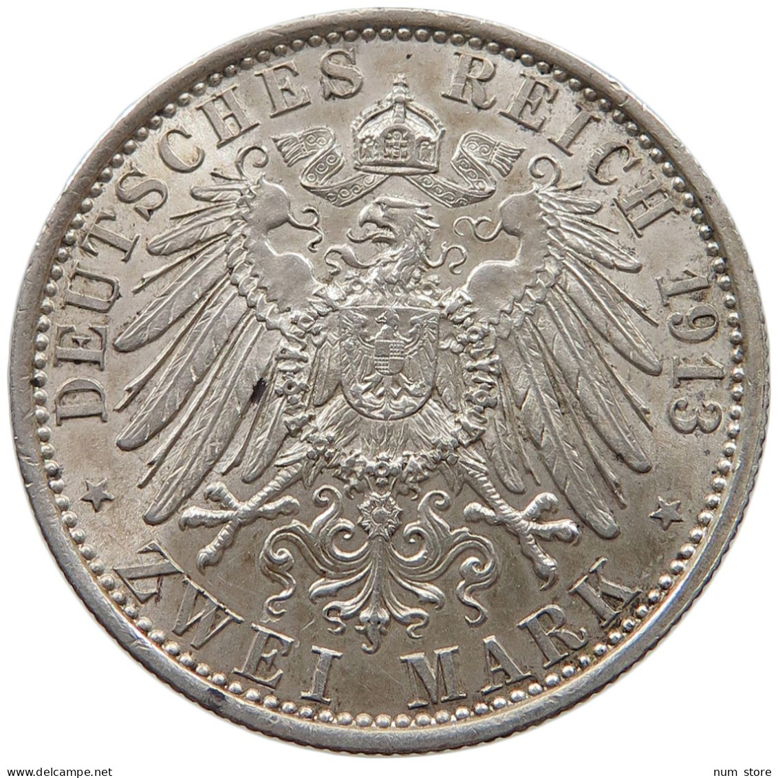 PREUSSEN 2 MARK 1913  #t067 0125 - 2, 3 & 5 Mark Silver