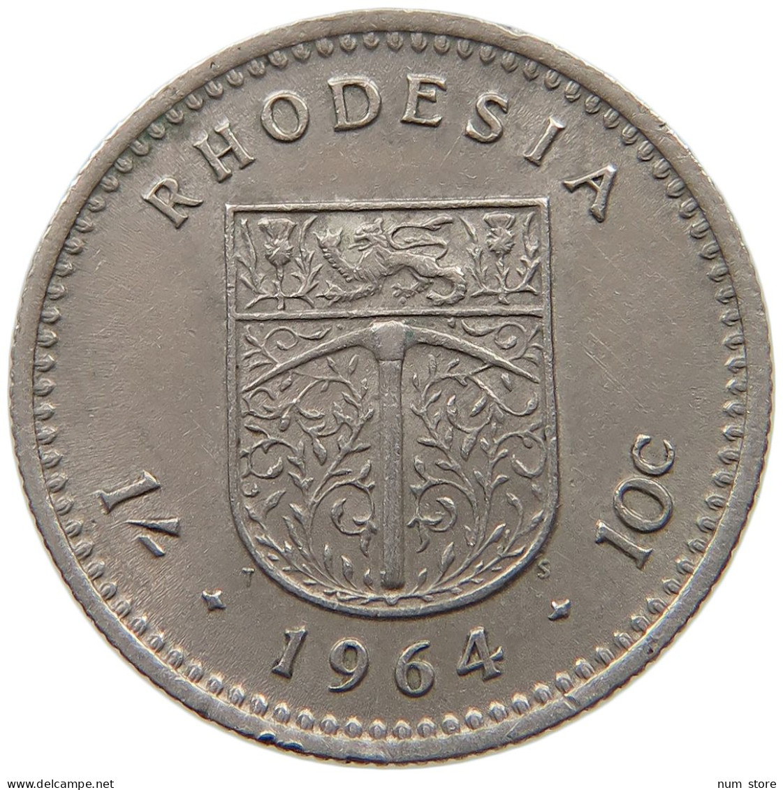 RHODESIA 10 CENTS 1964 Elizabeth II. (1952-2022) #a034 0685 - Rhodesia