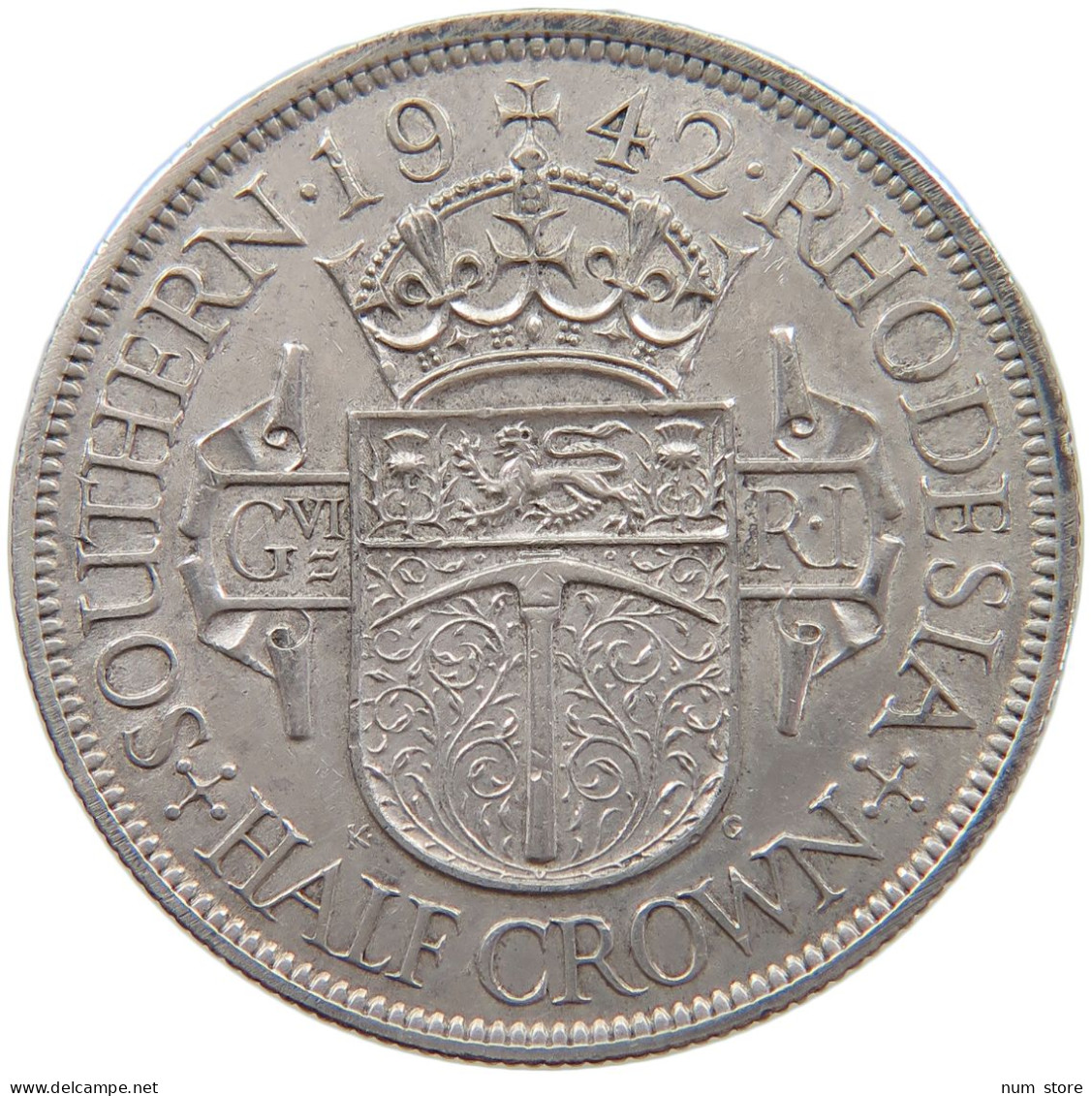 RHODESIA 1/2 CROWN 1942 George VI. (1936-1952) #t152 0267 - Rhodesië