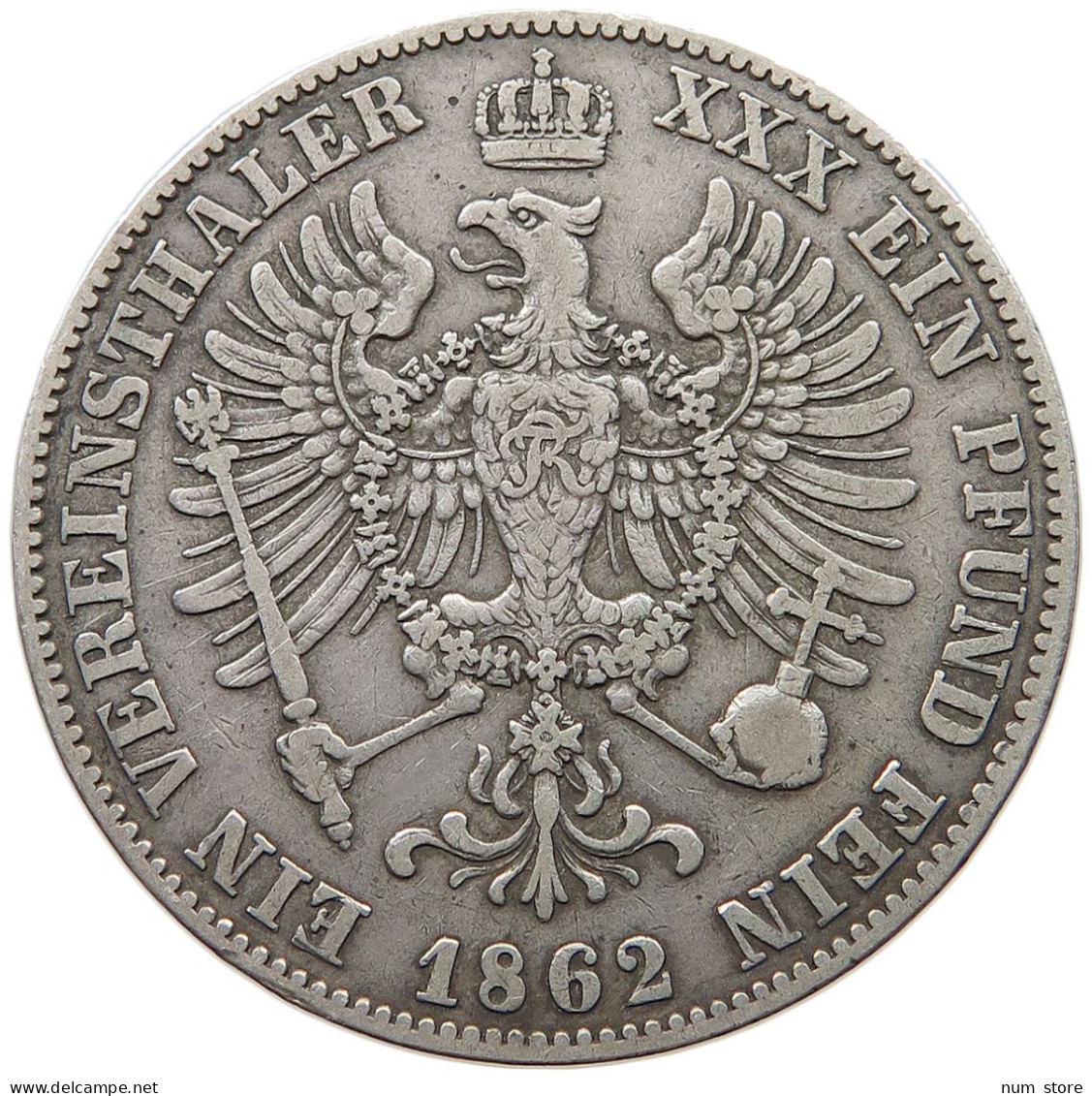 PREUSSEN TALER 1862 Wilhelm I. (1861-1888) #t118 1085 - Taler Et Doppeltaler