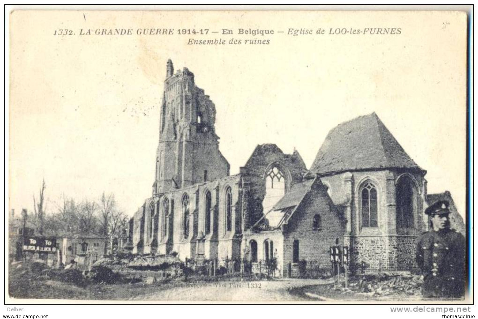 _2n938:  1332 La Grande Guerre 1914-17 - En Belgique Eglise De Loo-les-FURNES E,semble Des Ruines: S.M. PMB 5 BLP5 17 > - Lo-Reninge