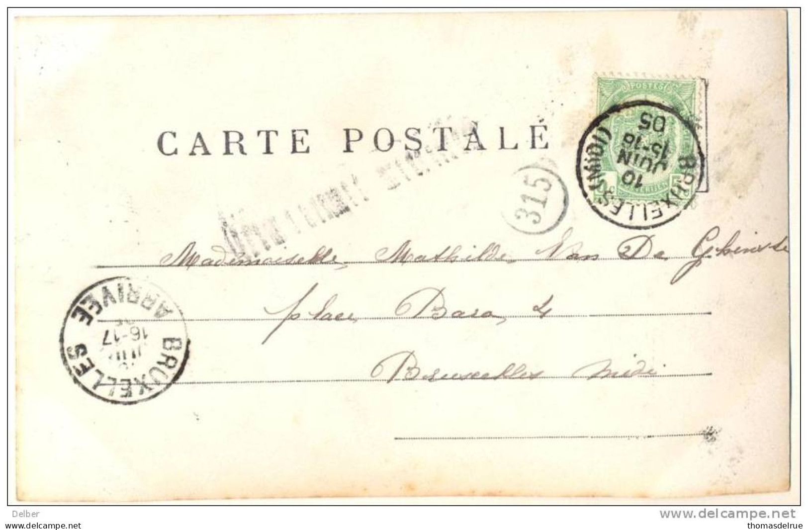 _Zn914: Fantasiekaartje : N°56- Tab: BRUXELLES(MIDI + Griffe: WAUTHIER BRAINE - Postmarks - Lines: Ambulant & Rural