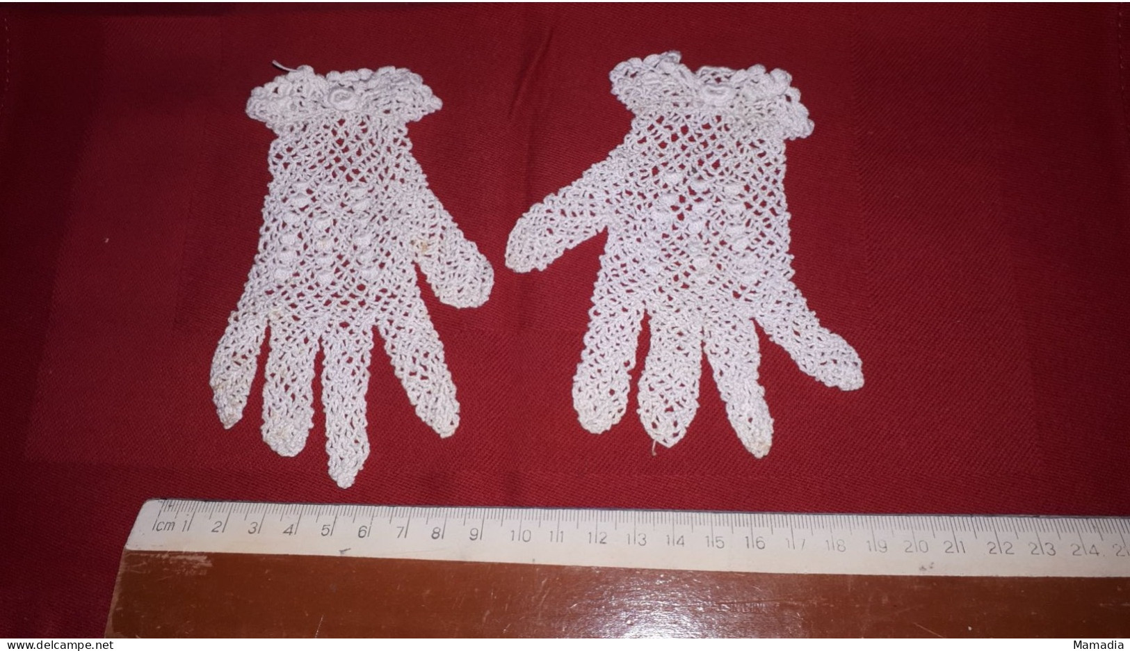 GANTS ANCIENS ENFANTS FILLES 1 à 3 ANS COTON CROCHET DENTELLE FANTAISIE - 1900-1940