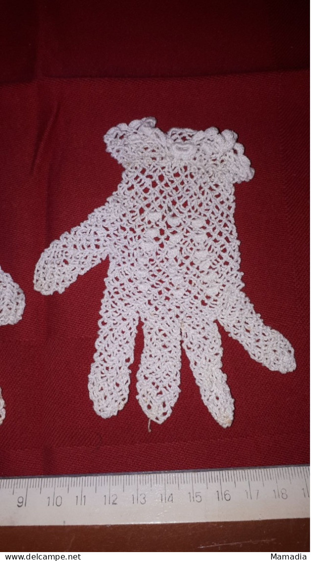 GANTS ANCIENS ENFANTS FILLES 1 à 3 ANS COTON CROCHET DENTELLE FANTAISIE - 1900-1940