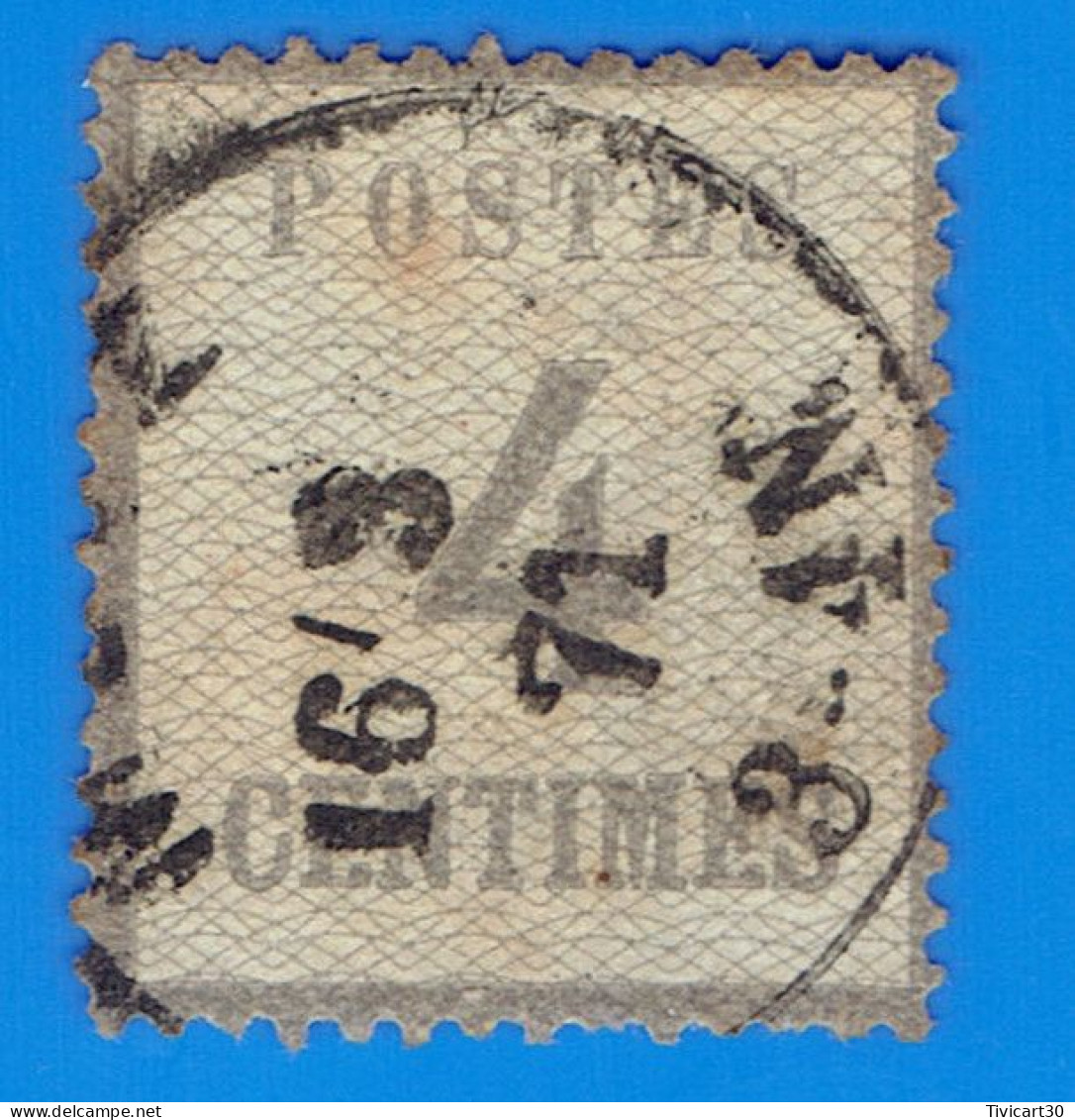 TIMBRE FRANCE - ALSACE-LORRAINE - 4 CENTIMES GRIS-LILAS N° 3b OBLITERE 1871 - BURELAGE INVERSE - Used Stamps