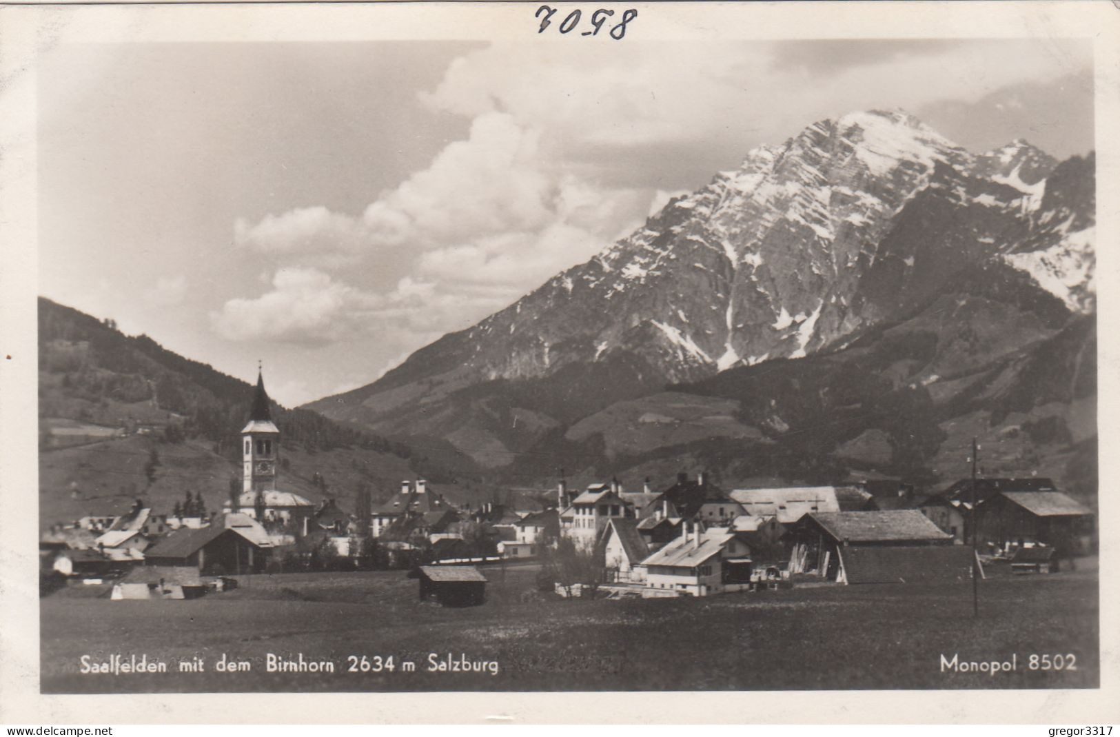 D8178) SAALFELDEN Mit Dem Birnhorn - Salzburg - Tolle FOTO AK Kirche U. Häuser Bauernhöfe - Saalfelden