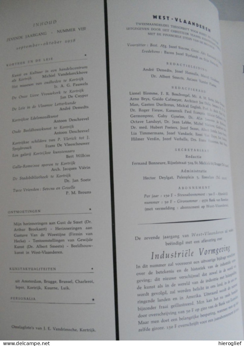 KORTRIJK En De LEIE - Themanummer Tijdschrift WEST-VLAANDEREN 1958 Nr 5 Kerk Kunst Cultuur Letterkunde Architectuur - Otros & Sin Clasificación